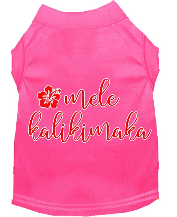 Mele Kalikimaka Screen Print Dog Shirt Bright Pink XS